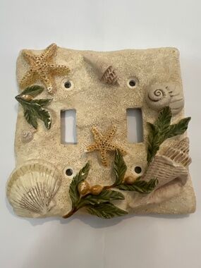 Beach-themed double light switch cover